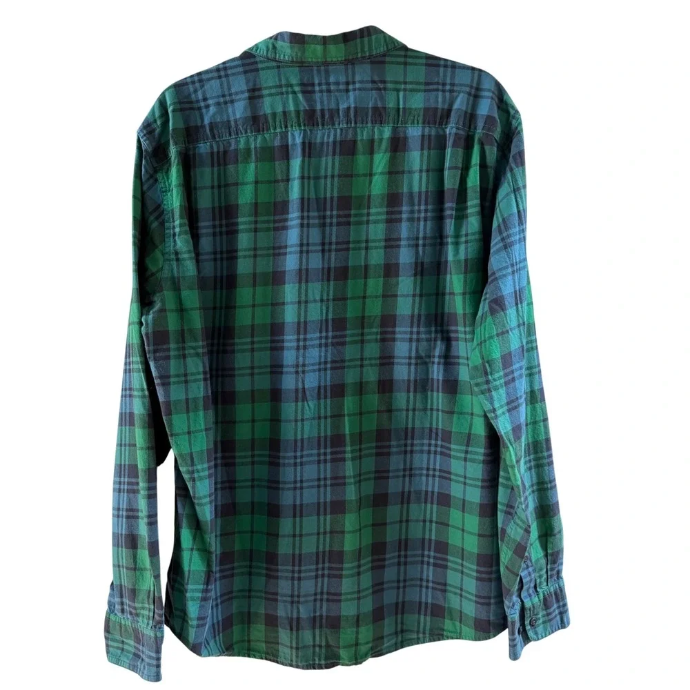 LL Bean Signature Slim Fit Button Down Shirt Mens XL Green Plaid Cotton 300564 - Picture 2 of 5